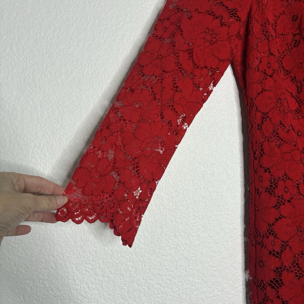 Ted Baker Red Lace Scalloped Hem Dress 3 (M) - Picture 4 of 11